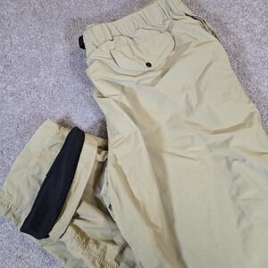 TravelSmith Nylon Cargo Pants Mens Large Khaki Fleece Lined Made USA Vintage
